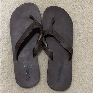 dark brown flip flops